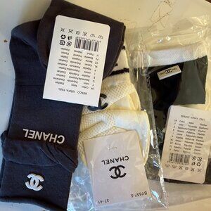 Chanel Logo Socks – Pack of 3 | Size 6.5–10.5